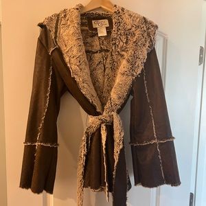 Belted Cripple Creek faux fur coat!